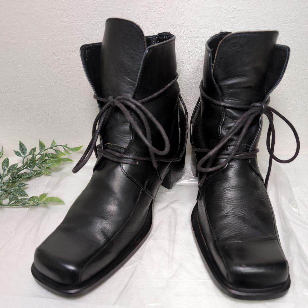 whoop-de-doo ショートブーツ スクエアトゥ 25.0cm 黒