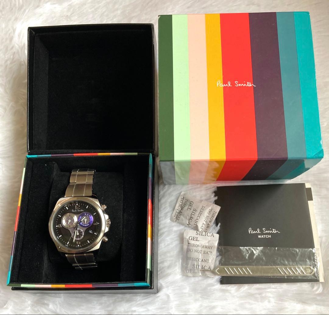 ポールスミス PaulSmith 電波ソーラー メンズ腕時計 クロノグラフ 希少