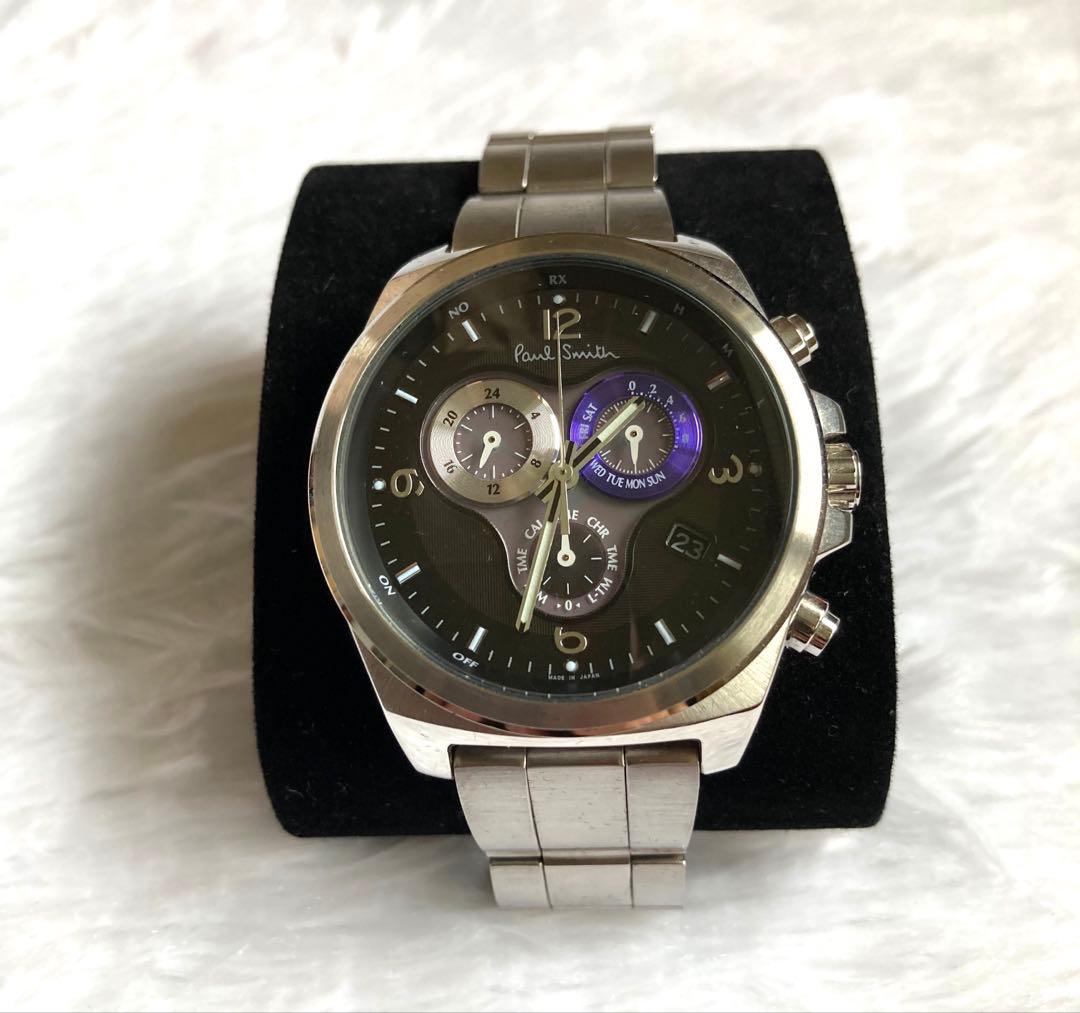 ポールスミス PaulSmith 電波ソーラー メンズ腕時計 クロノグラフ 希少