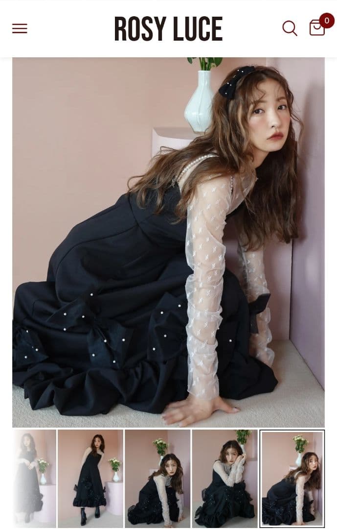 ROSY LUCE ブラック リボンドレス