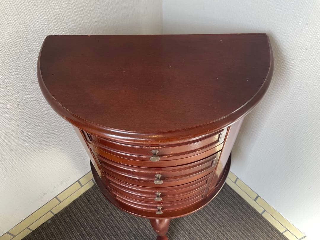 アンティーク ジュエリーチェスト 4段 猫脚 半円