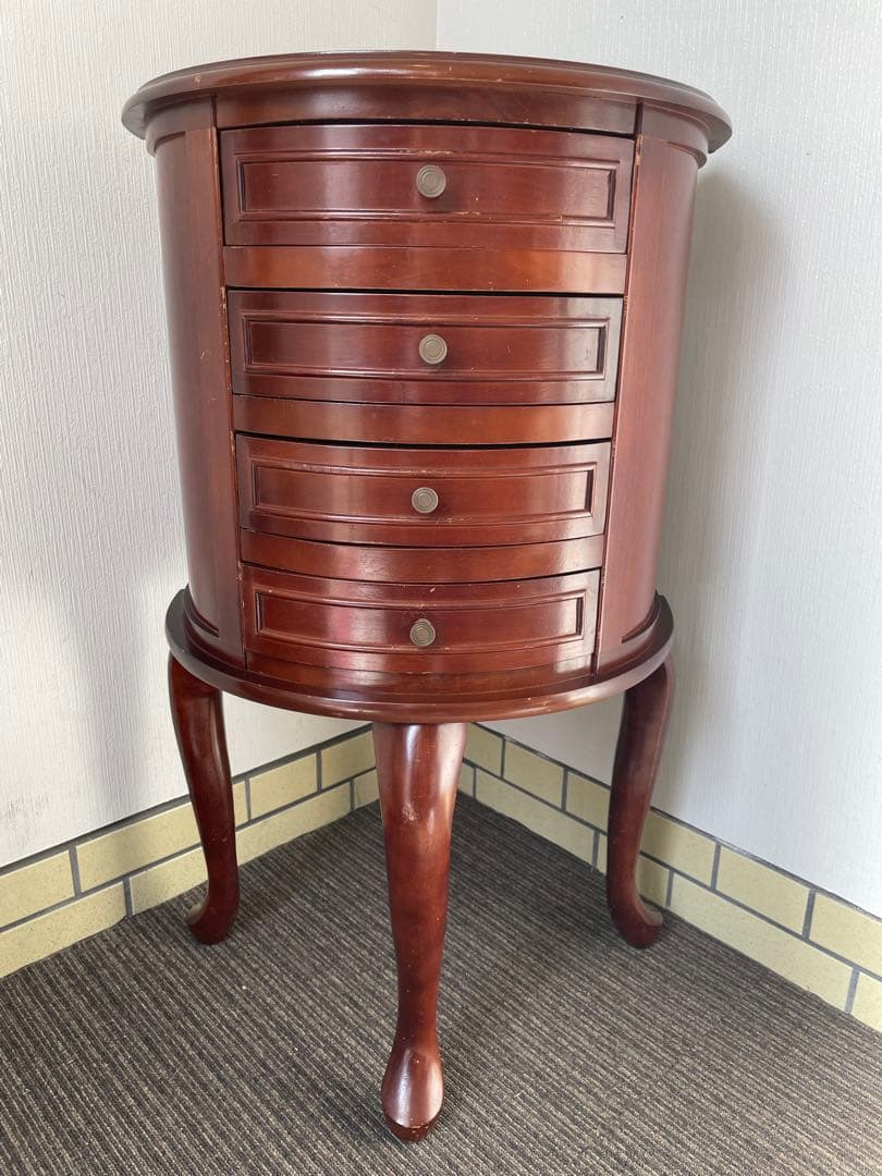 アンティーク ジュエリーチェスト 4段 猫脚 半円