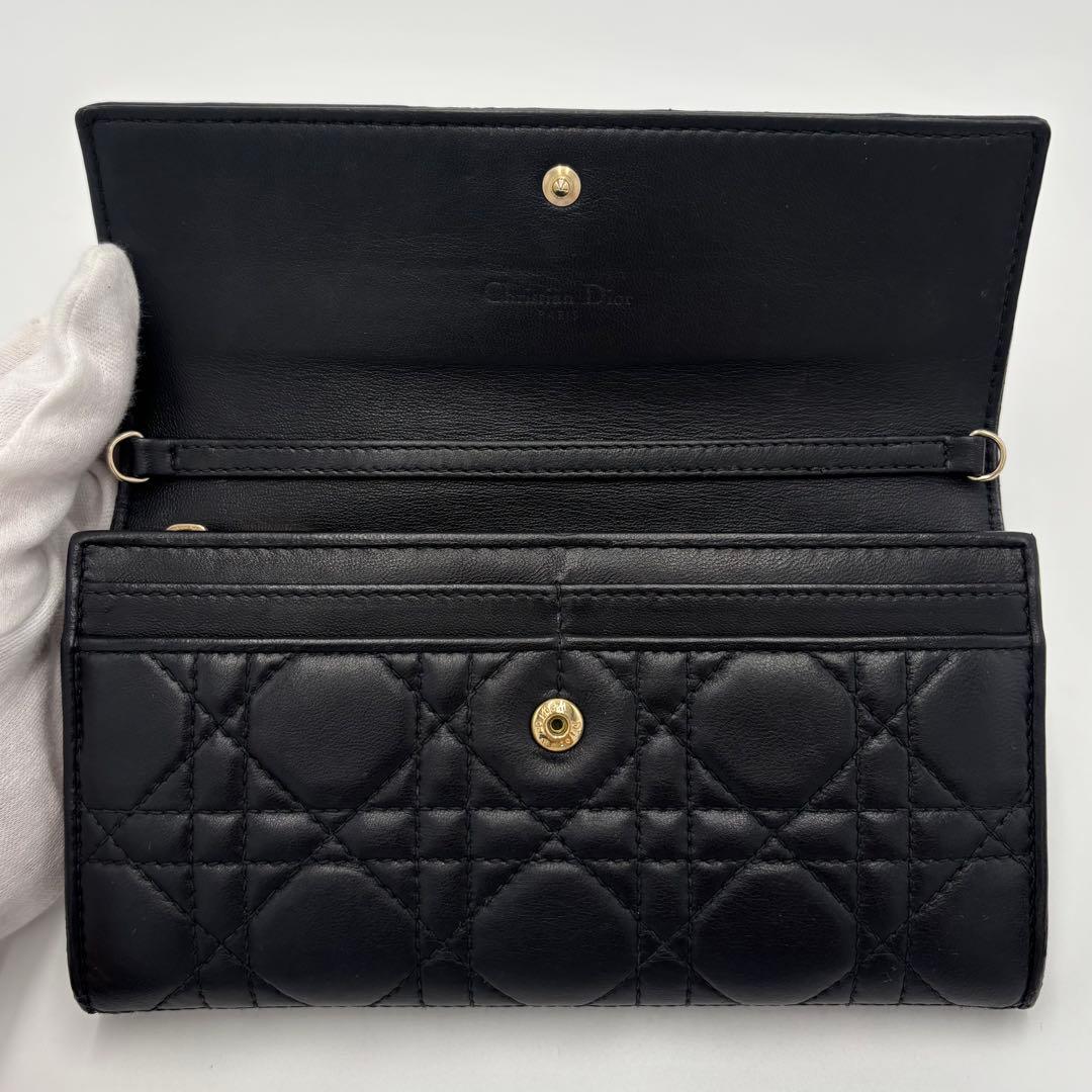美品✨ディオール カナージュ チェーンウォレット レザー ブラック