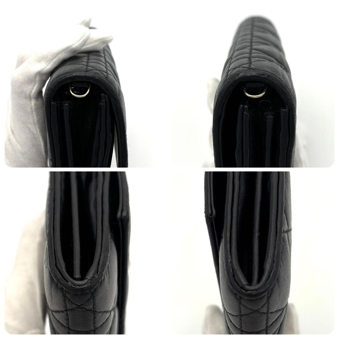 美品✨ディオール カナージュ チェーンウォレット レザー ブラック