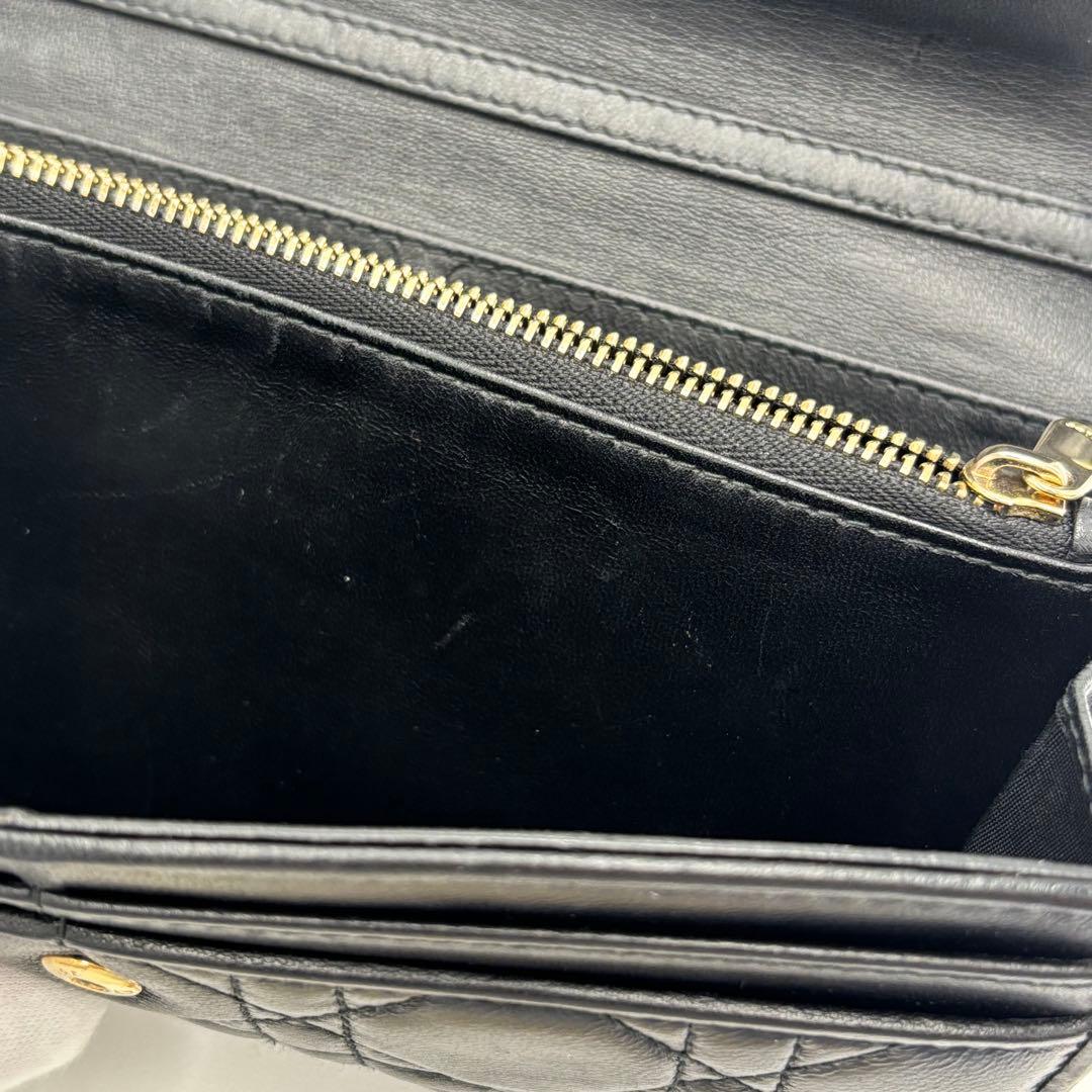 美品✨ディオール カナージュ チェーンウォレット レザー ブラック