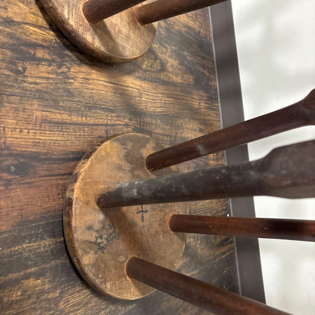 木製 椅子 2脚セット 昭和 学校 理科室 レトロ ヴィンテージ