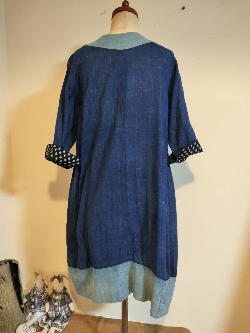 古布リメイク半袖ワンピース