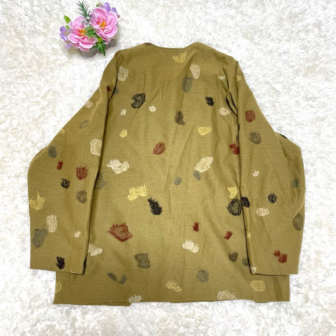 【希少】美品　ヨーガンレール　コート　ウール100 変形水玉　抹茶　お茶色⭐︎