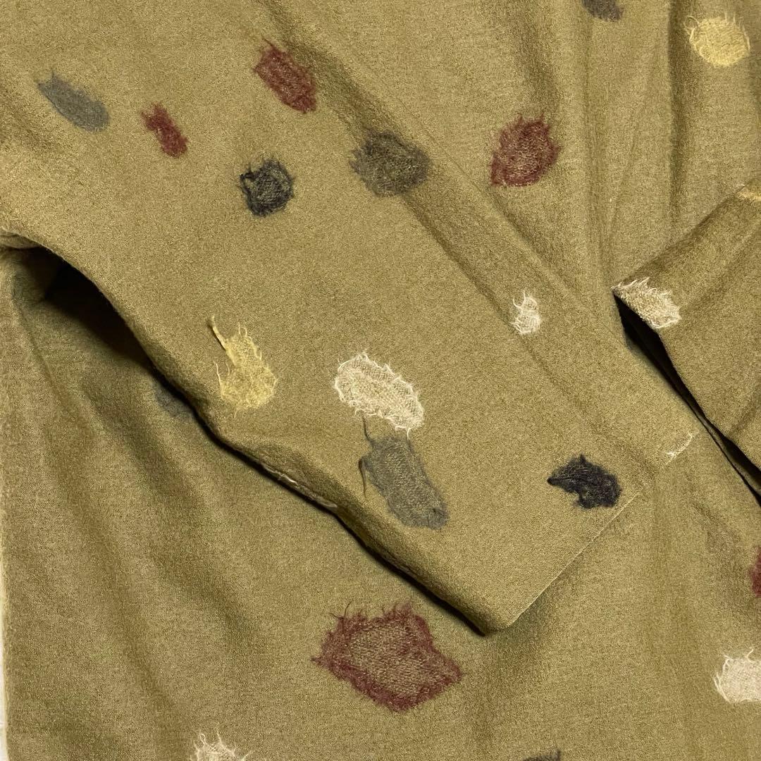 【希少】美品　ヨーガンレール　コート　ウール100 変形水玉　抹茶　お茶色⭐︎