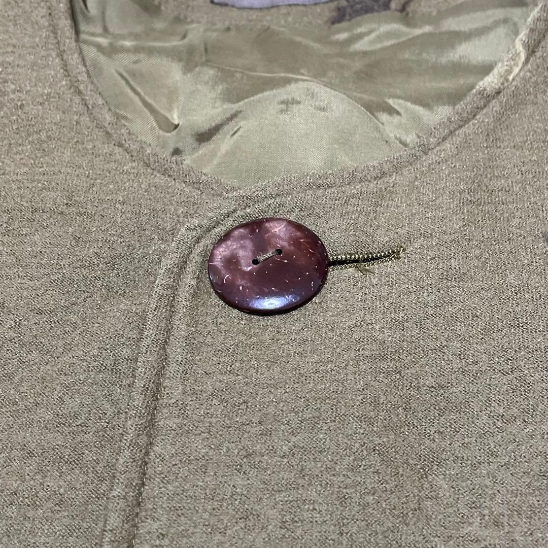 【希少】美品　ヨーガンレール　コート　ウール100 変形水玉　抹茶　お茶色⭐︎