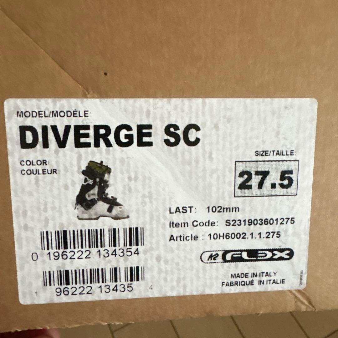 K2スキーブーツ　DIVERGE SC 27.5 フリースキー用