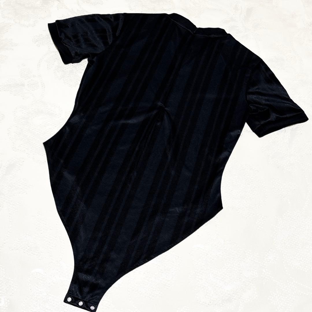 新品級 アディダス 2XL ボディスーツ 半袖 トレフォイル スリーライン 黒