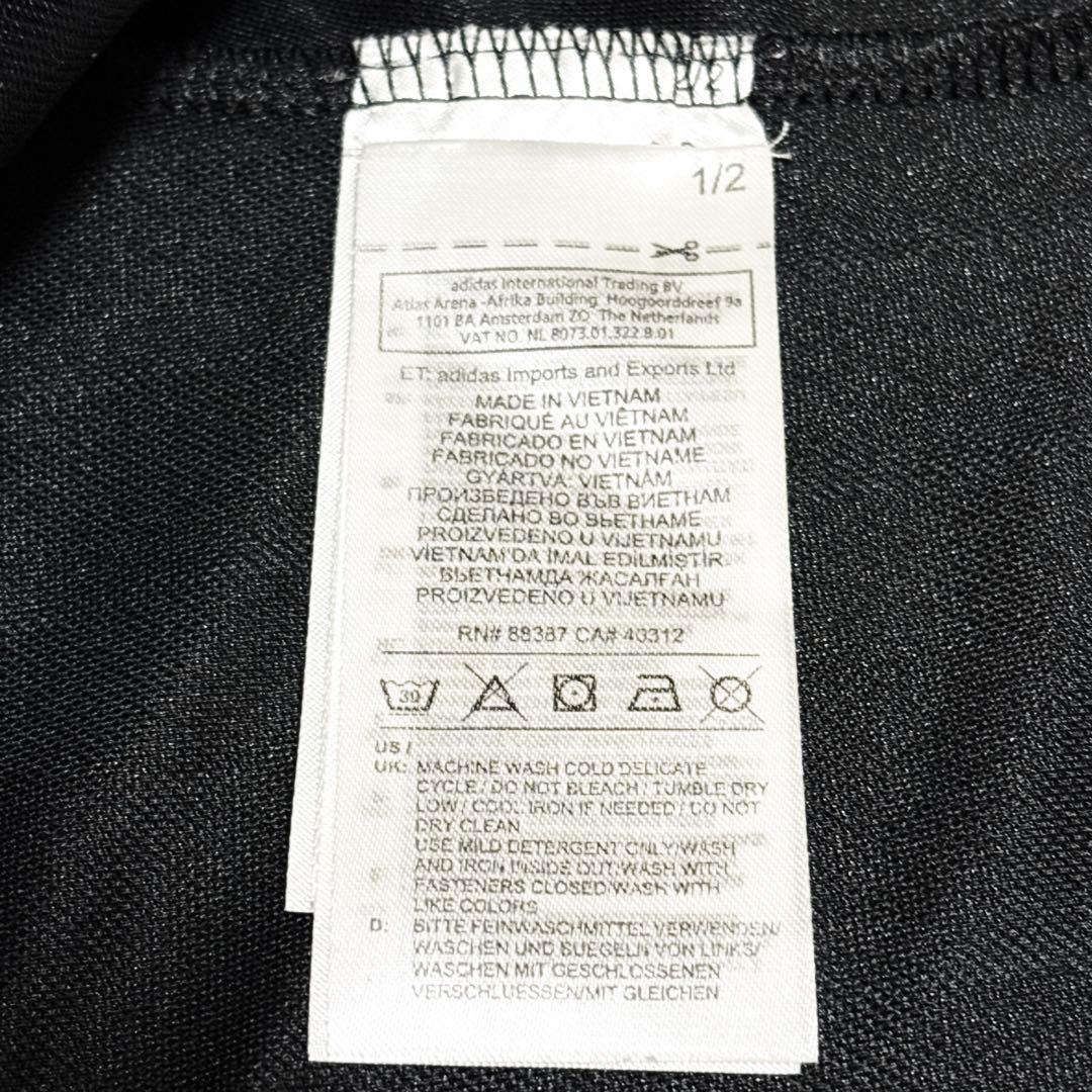 新品級 アディダス 2XL ボディスーツ 半袖 トレフォイル スリーライン 黒