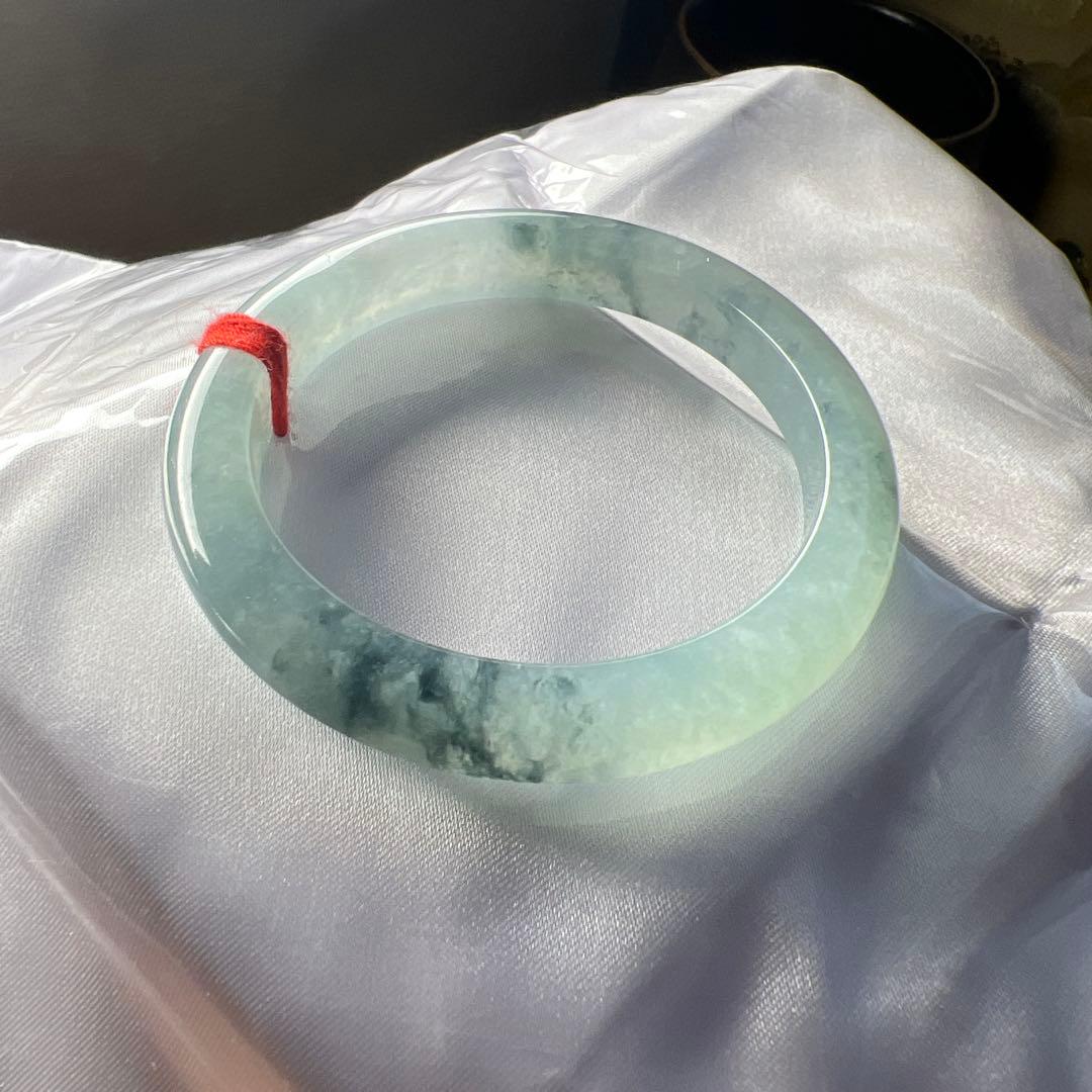 本翡翠、個性的水墨画、 氷糯種バングル　〜51.5