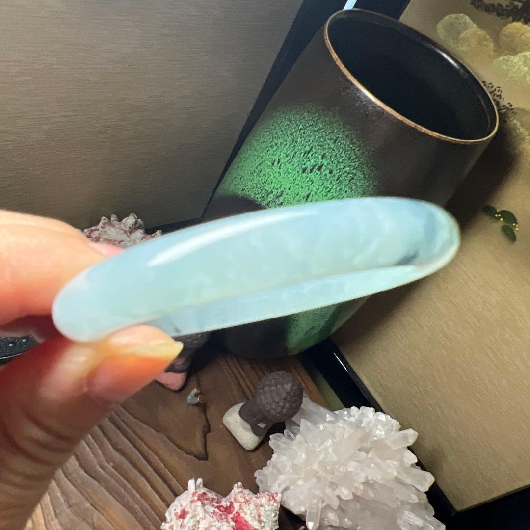 本翡翠、個性的水墨画、 氷糯種バングル　〜51.5