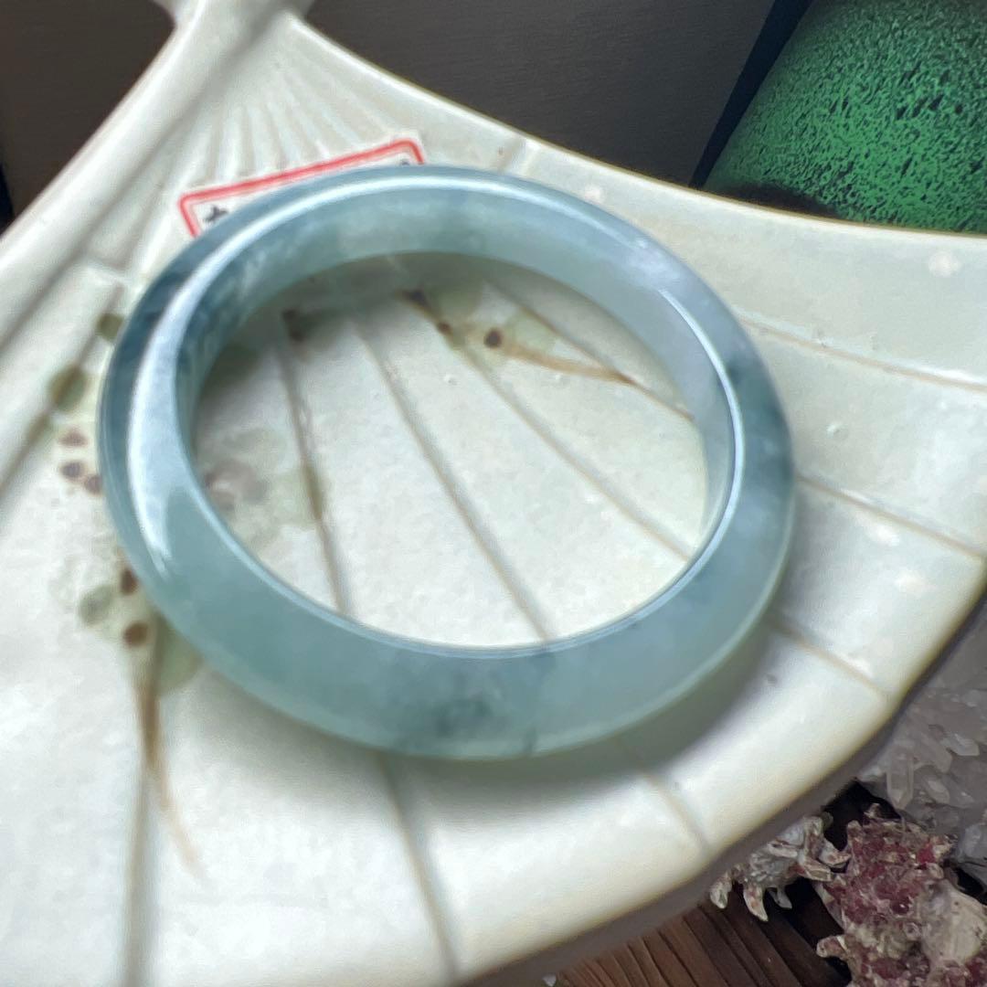 本翡翠、個性的水墨画、 氷糯種バングル　〜51.5