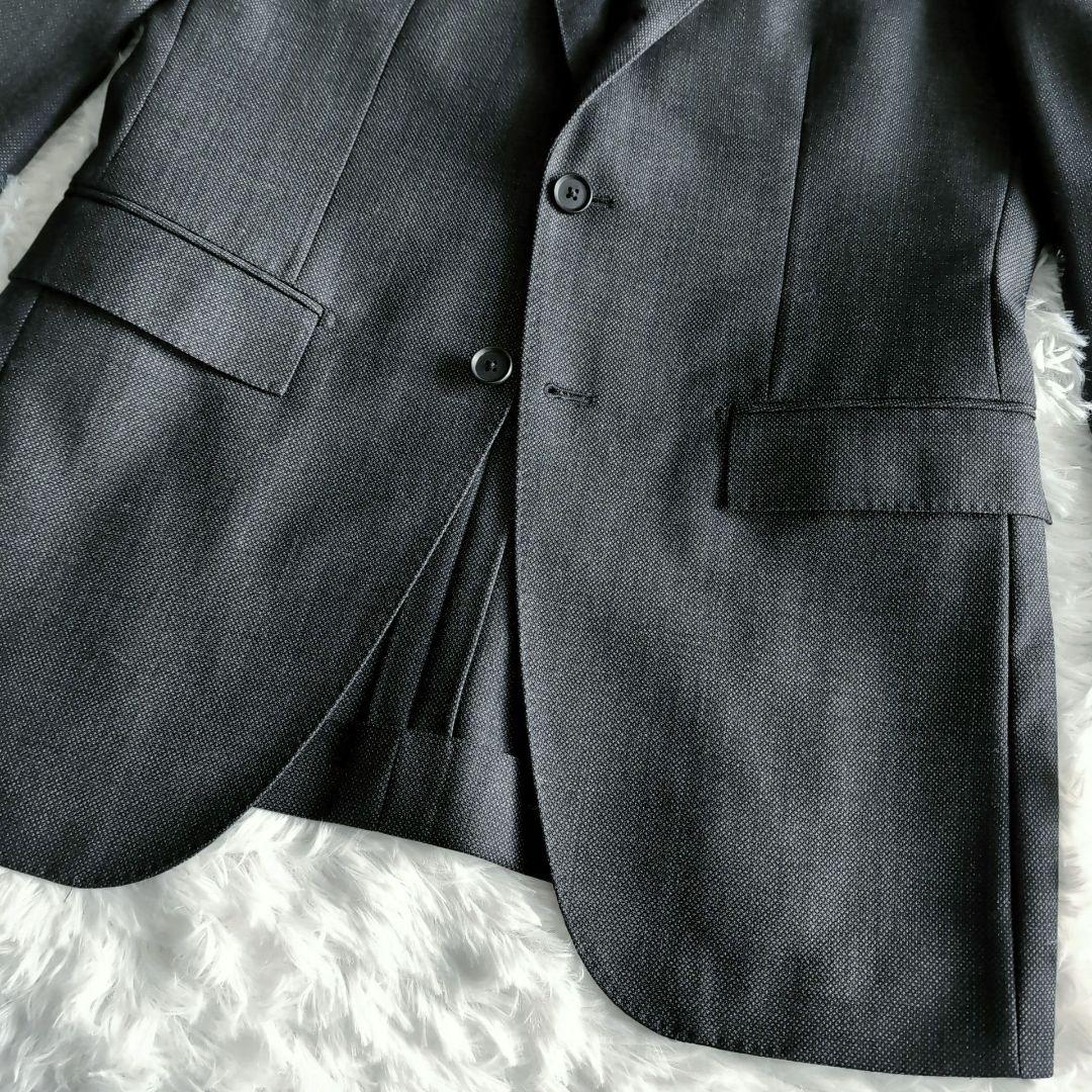 美品 オリヒカ バーズアイ ビジネススーツ スリーピース A6 チャコールグレー