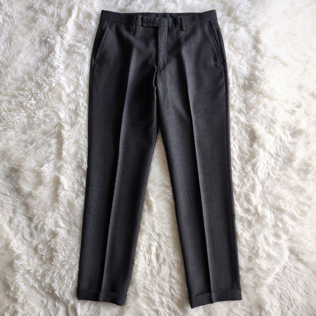 美品 オリヒカ バーズアイ ビジネススーツ スリーピース A6 チャコールグレー