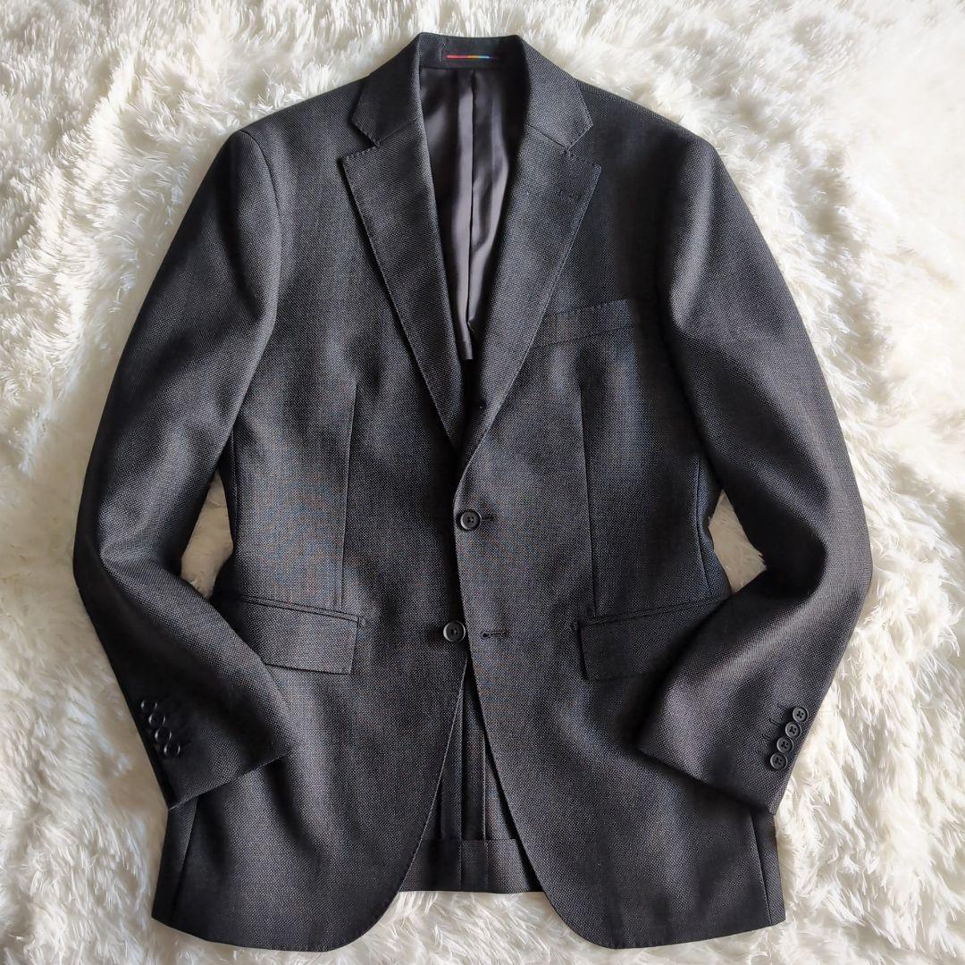 美品 オリヒカ バーズアイ ビジネススーツ スリーピース A6 チャコールグレー