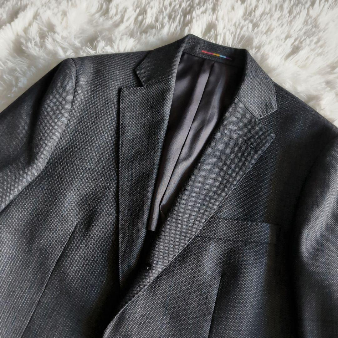 美品 オリヒカ バーズアイ ビジネススーツ スリーピース A6 チャコールグレー