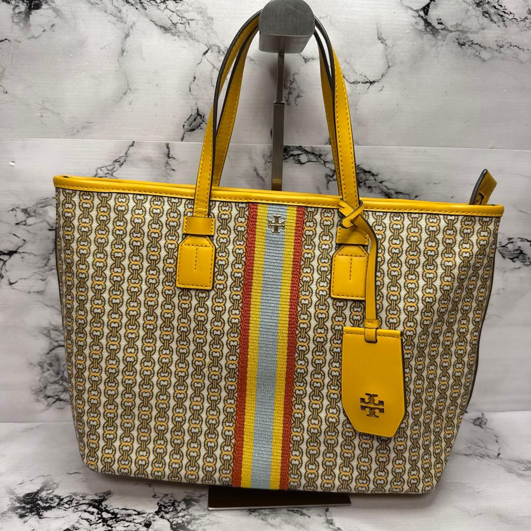 (美品)大人気、トリーバーチ、ジェミニリンク、2way、PVC、人気色、総柄、金