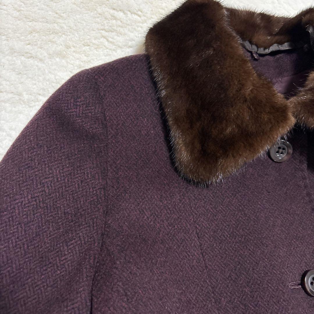 近年モデル 極美品 レリアン 高級　カシミヤ100% ミンクファーロングコート