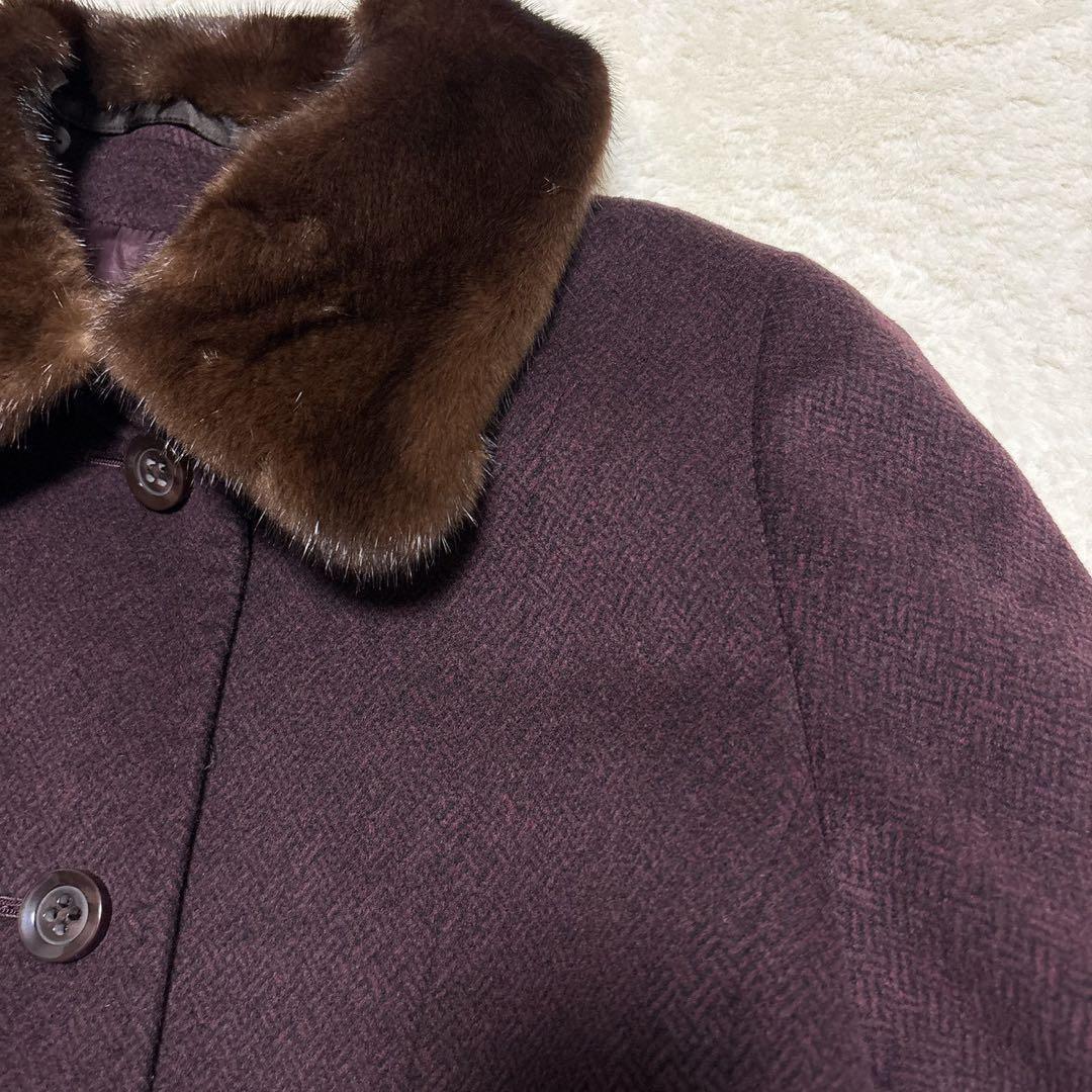 近年モデル 極美品 レリアン 高級　カシミヤ100% ミンクファーロングコート