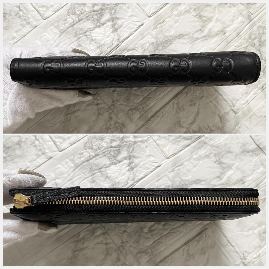未使用級✨GUCCI グッチ 長財布 シマ GG L字ファスナー レザー 黒