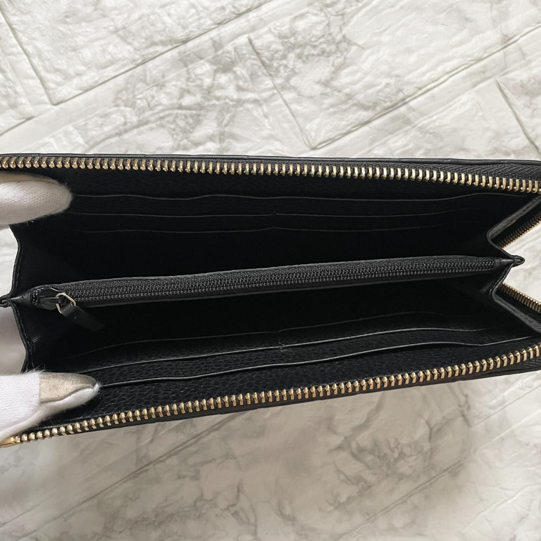未使用級✨GUCCI グッチ 長財布 シマ GG L字ファスナー レザー 黒