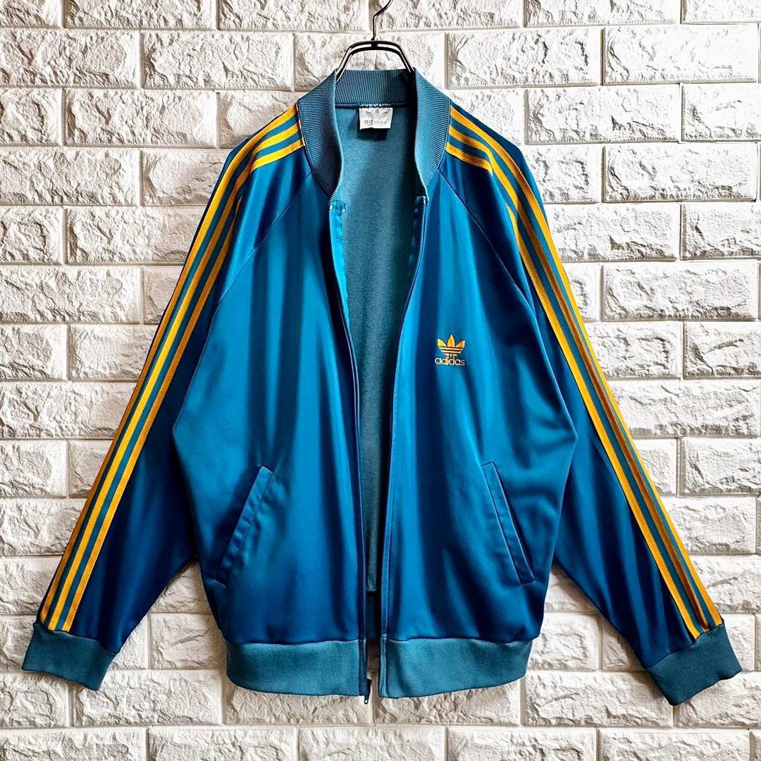 ◆西ドイツ時代／USA製◆80s アディダス ATPジャージ ターコイズブルーL