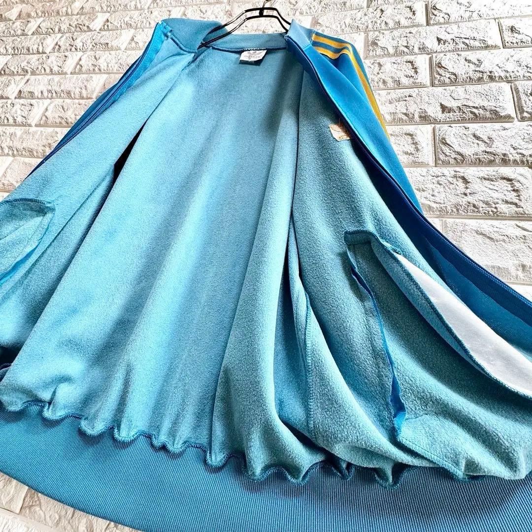 ◆西ドイツ時代／USA製◆80s アディダス ATPジャージ ターコイズブルーL