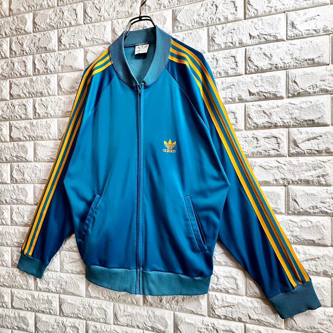 ◆西ドイツ時代／USA製◆80s アディダス ATPジャージ ターコイズブルーL
