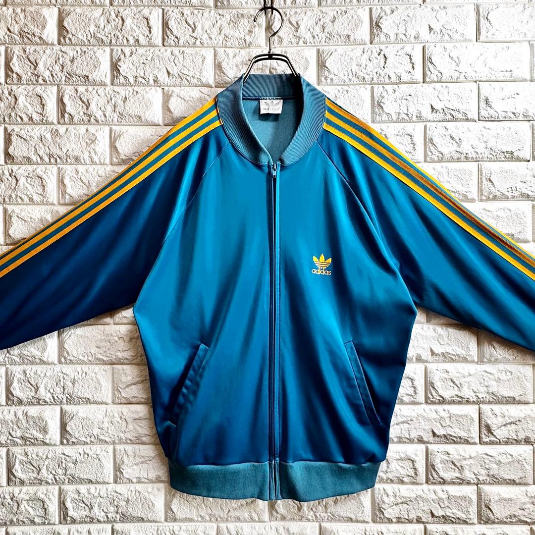 ◆西ドイツ時代／USA製◆80s アディダス ATPジャージ ターコイズブルーL