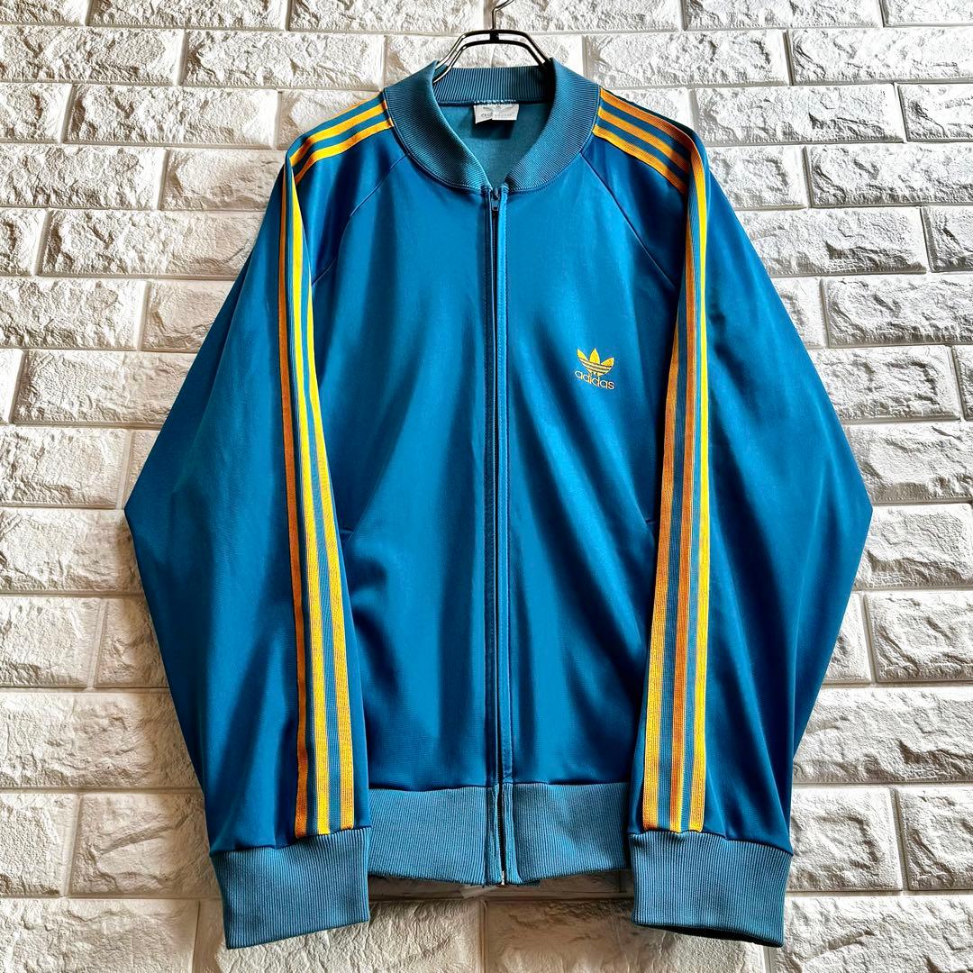 ◆西ドイツ時代／USA製◆80s アディダス ATPジャージ ターコイズブルーL