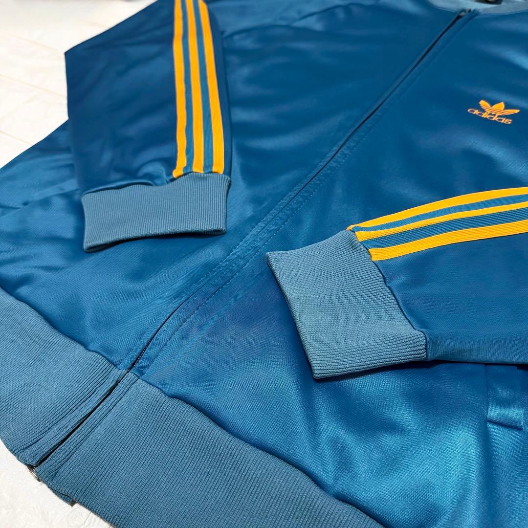 ◆西ドイツ時代／USA製◆80s アディダス ATPジャージ ターコイズブルーL