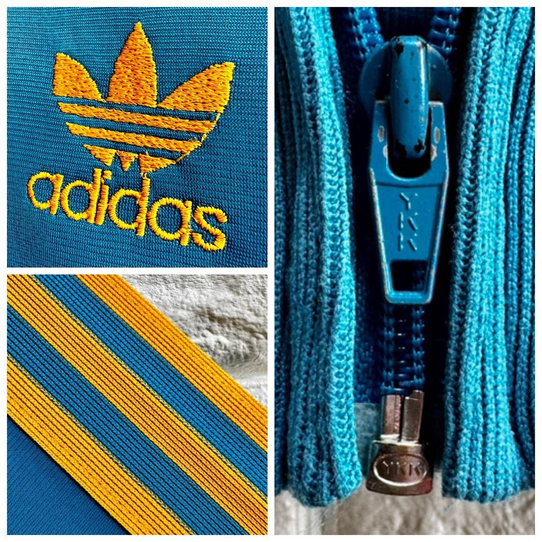 ◆西ドイツ時代／USA製◆80s アディダス ATPジャージ ターコイズブルーL