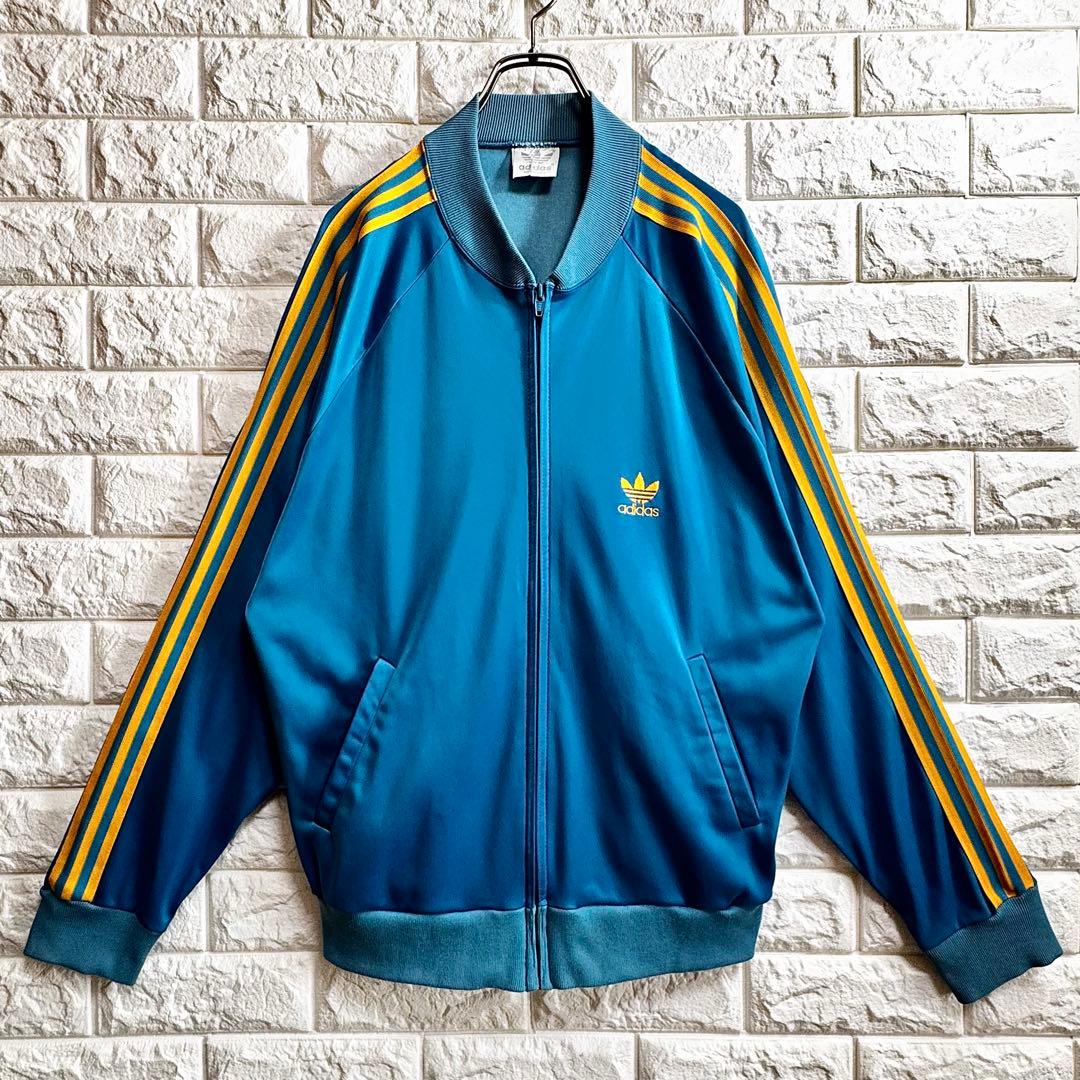 ◆西ドイツ時代／USA製◆80s アディダス ATPジャージ ターコイズブルーL