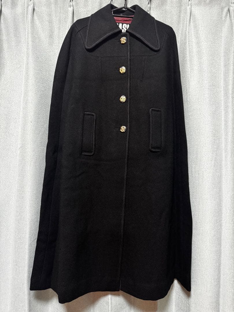 ビンテージ　古着　マント　ポンチョ　ケープ　ロングコート　黒