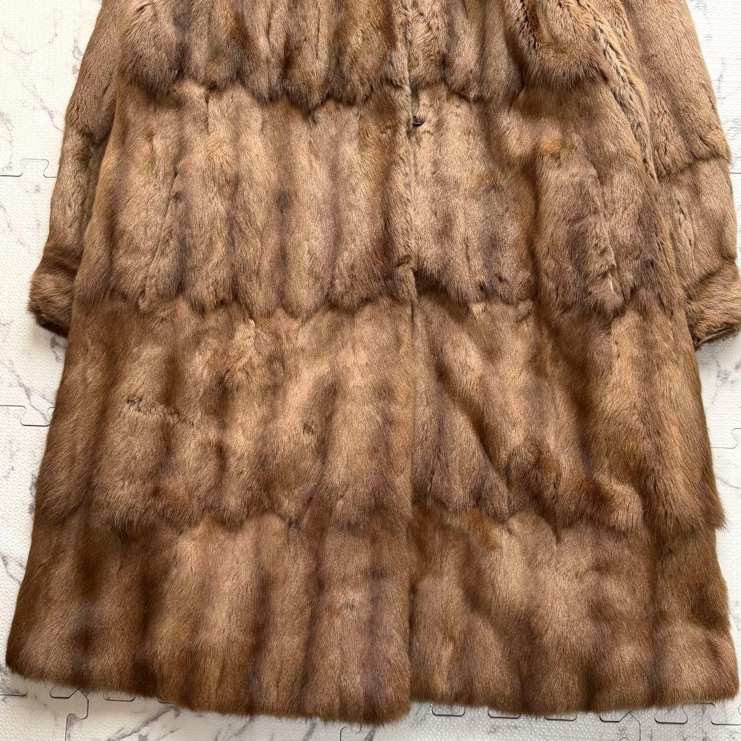 総丈112cm✨ロリス リアルファー 本毛皮 ロングコート ブラウン系 ふわふわ