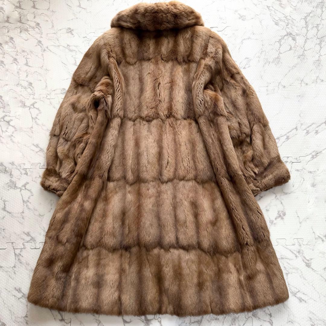 総丈112cm✨ロリス リアルファー 本毛皮 ロングコート ブラウン系 ふわふわ