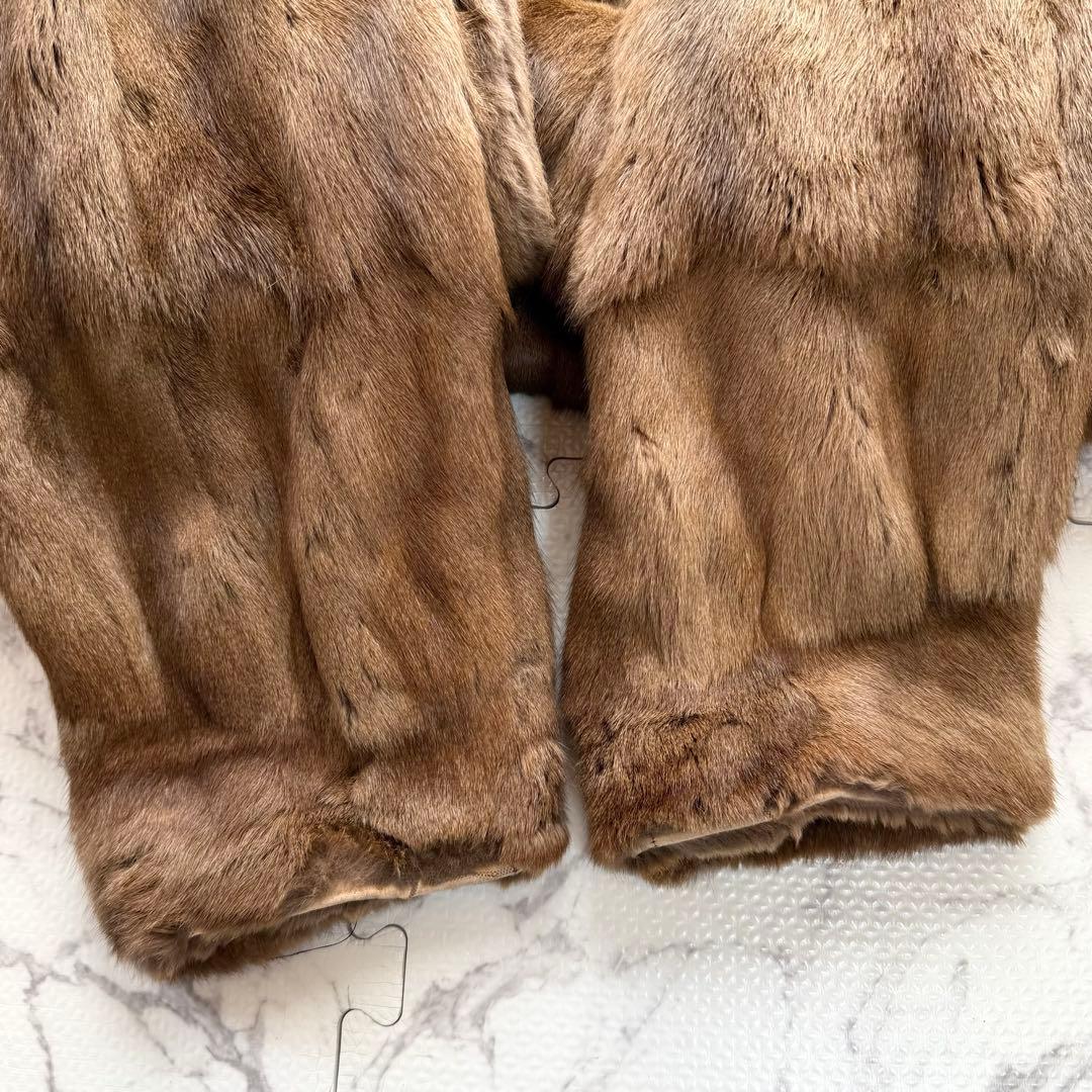 総丈112cm✨ロリス リアルファー 本毛皮 ロングコート ブラウン系 ふわふわ