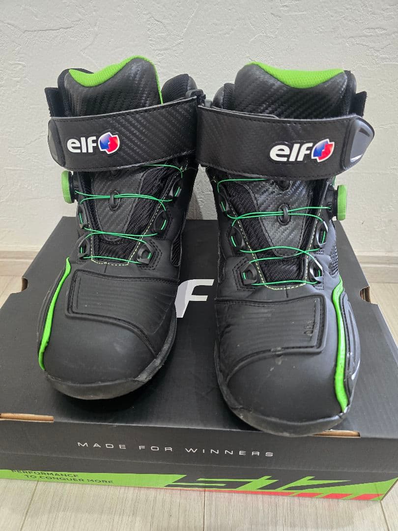 elf バイク用ブーツ ブラック/グリーン