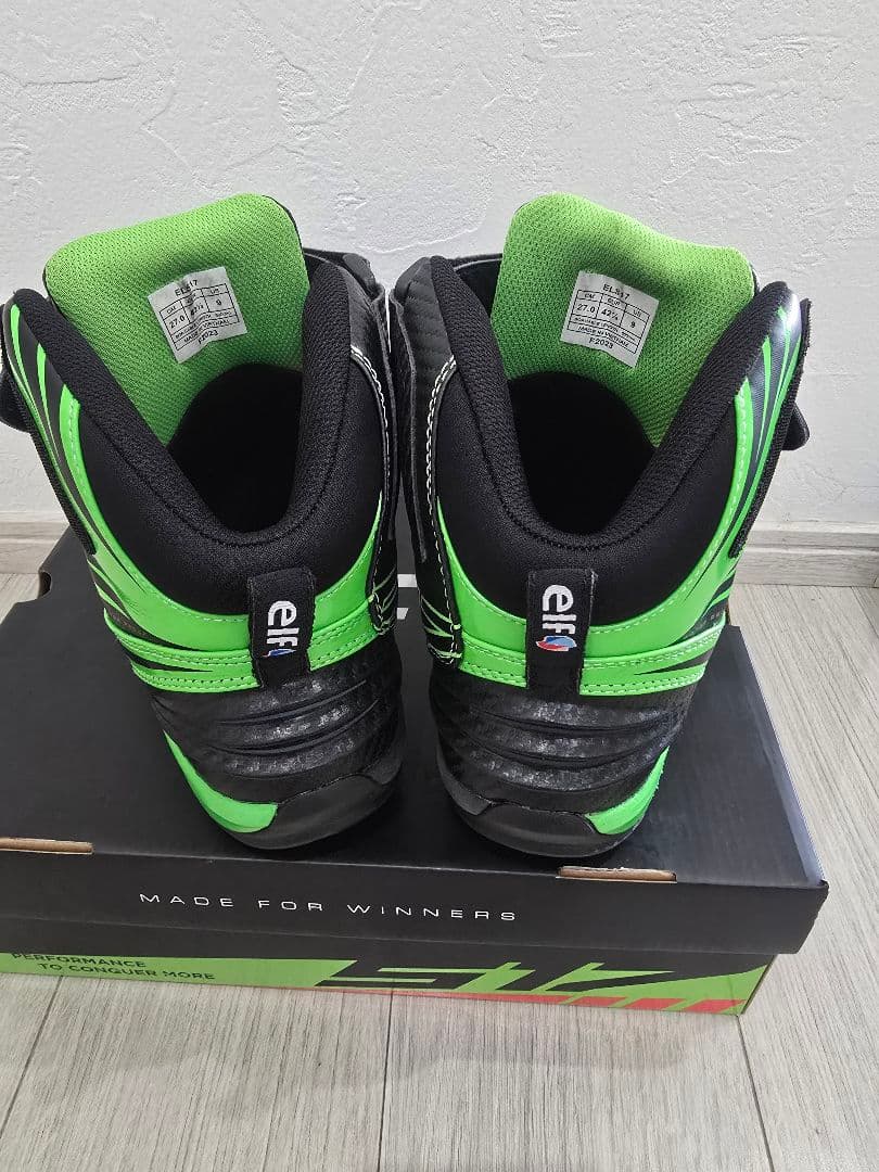 elf バイク用ブーツ ブラック/グリーン