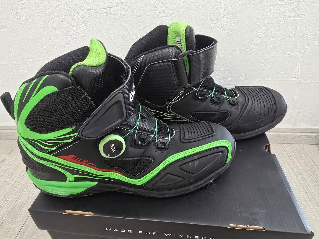 elf バイク用ブーツ ブラック/グリーン