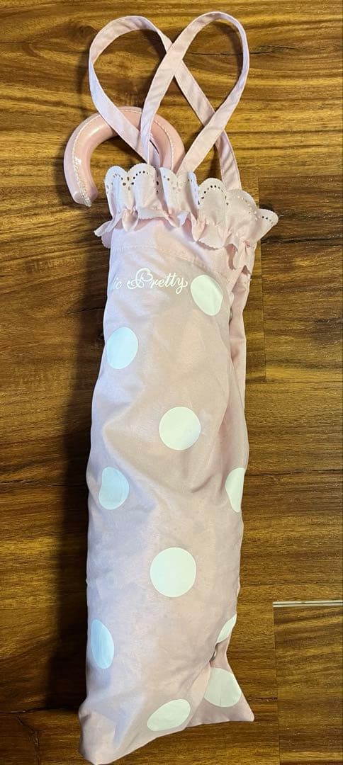 アンジェリックプリティ　晴雨兼用折りたたみ傘　ピンク　ドットフリル