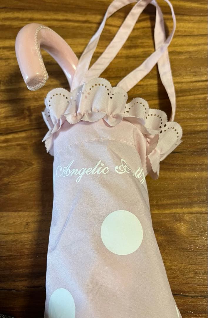 アンジェリックプリティ　晴雨兼用折りたたみ傘　ピンク　ドットフリル