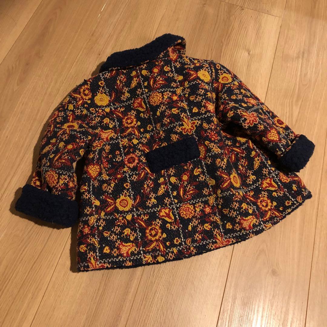 イエローペロタ　花柄　ジャカード　リバーシブル ジャケット コート　ネイビー