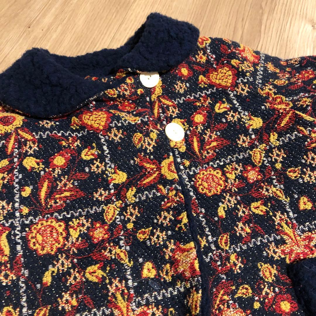 イエローペロタ　花柄　ジャカード　リバーシブル ジャケット コート　ネイビー