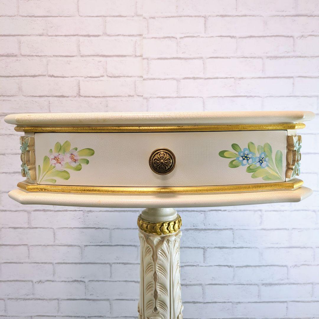 SILIK(シリック)　ロココ調　引き出し付きサイドテーブル　花台、飾り棚