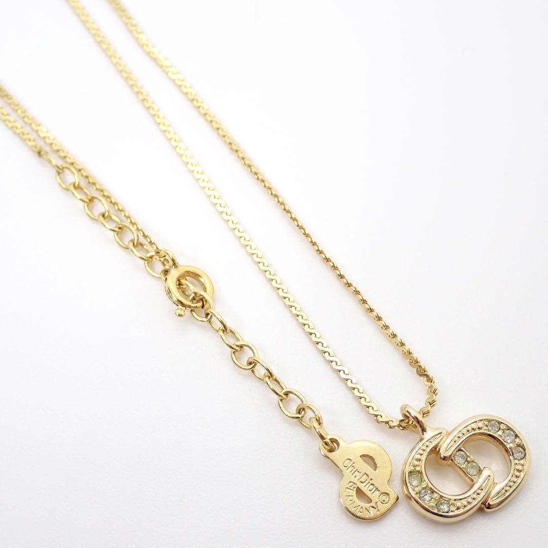 ディオール　ネックレス　CDロゴ　ラインストーン　ゴールド　金